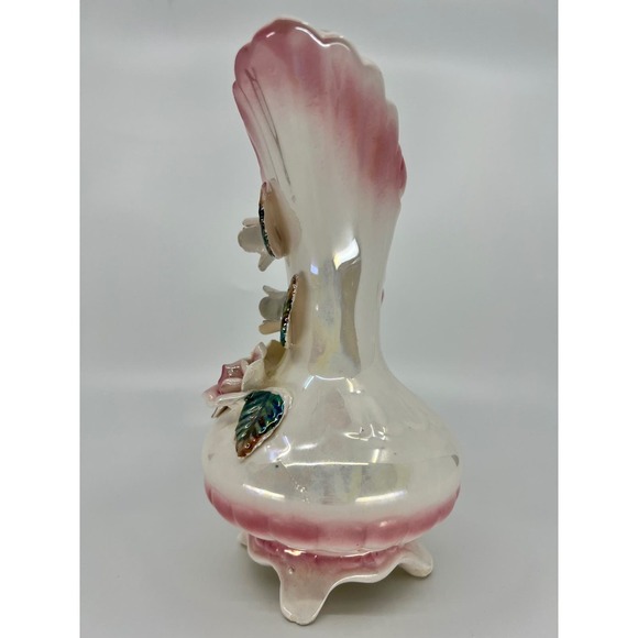 Vintage Ceramic Pitcher Vase Luster Ware Flowers Glazed Footed - Picture 4 of 12
